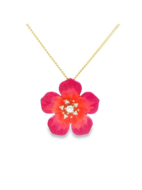 Plumeria gold crystal fucsia&orange necklace GOCCIAZZURRA JEWELS | CLPLUMERIAOROARANCIO